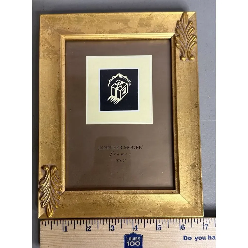 Jennifer Moore 5x7 Picture Frame Gold Ornate Resin Plastic With Glass